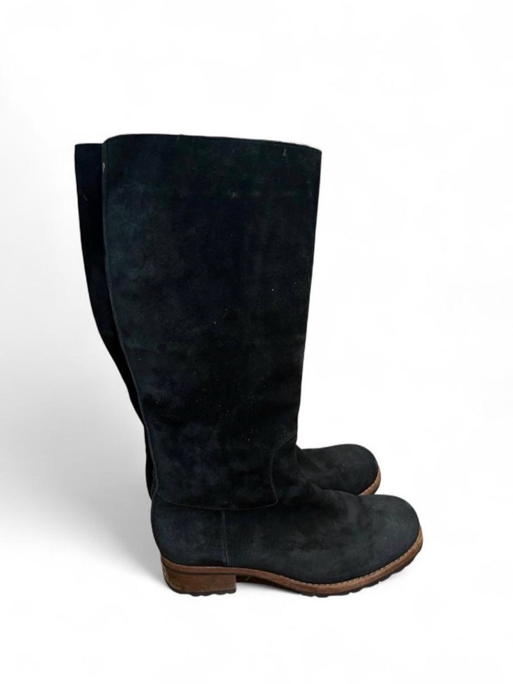 Vintage UGG Australia Broome 5518 Black Suede Shearling Knee High Boots 8.5 - Picture 4 of 6